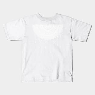 White chandelier mandala on bluish gray Kids T-Shirt